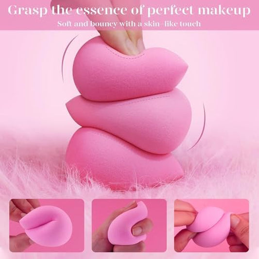 Super Soft Makeup Sponge Set of 6, Makeup Sponges for Foundation, Liquid, Cream and Powder, Pink Beauty Sponge for Blending, 0 Latex Blender