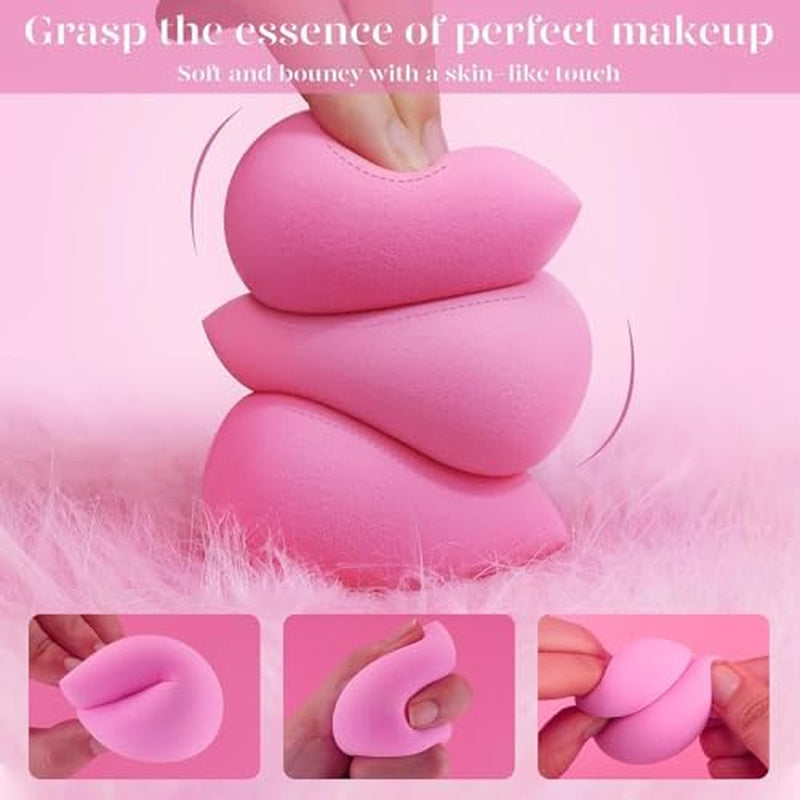 Super Soft Makeup Sponge Set of 6, Makeup Sponges for Foundation, Liquid, Cream and Powder, Pink Beauty Sponge for Blending, 0 Latex Blender