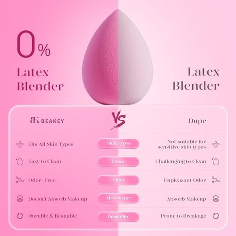 Super Soft Makeup Sponge Set of 6, Makeup Sponges for Foundation, Liquid, Cream and Powder, Pink Beauty Sponge for Blending, 0 Latex Blender